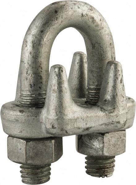 Made in USA - 9/16" Wire Rope U-Bolt Clip - Forged Steel, Galvanized - Makers Industrial Supply