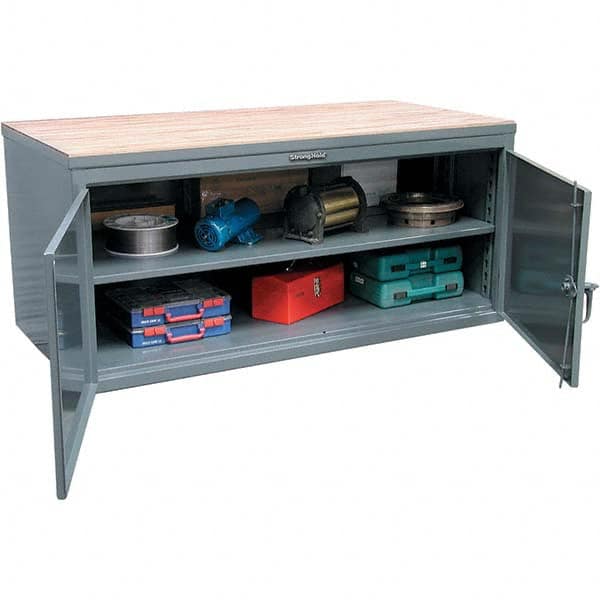 Strong Hold - Stationary Work Benches, Tables Type: Work Bench Top Material: Maple work surface 1-3/4" thick - Makers Industrial Supply