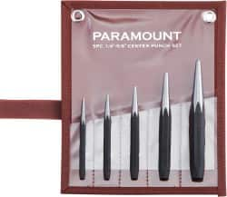 Paramount - 5 Piece, 3/32 to 1/4", Center Punch Set - Comes in Canvas Roll - Makers Industrial Supply