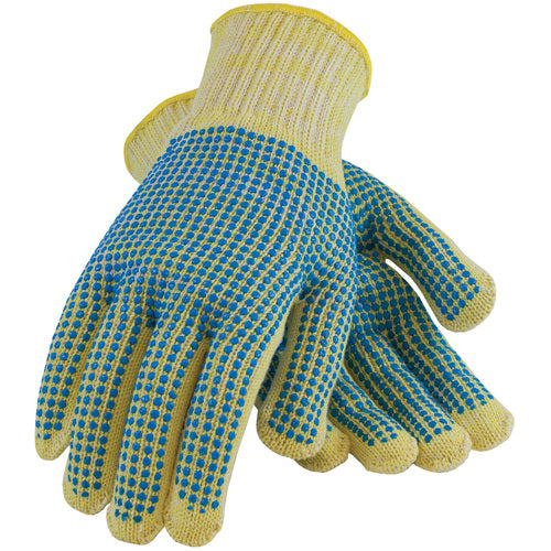 ‎08-K252/M Gloves w/Kevlar Brand - Kevlar/Cotton Plated - 7 Gauge - M. Wt - ANSI2 - Dots 2 Sides - Exact Industrial Supply