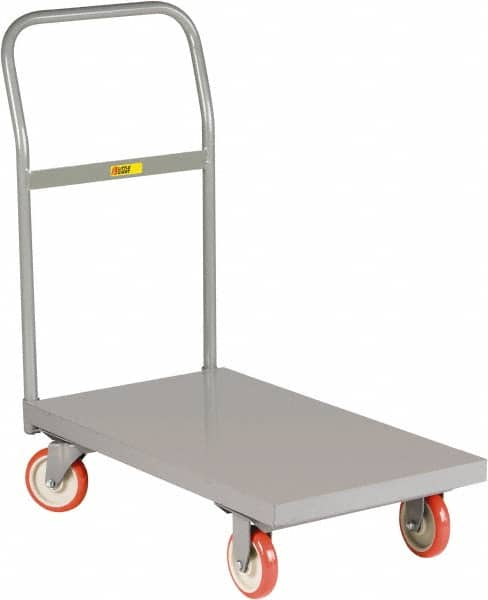 Little Giant - 1,200 Lb Capacity Steel Platform Truck - Steel Deck, 24" OAW, 48" Platform Length x 6-1/4" Platform Height, Polyurethane Casters - Makers Industrial Supply