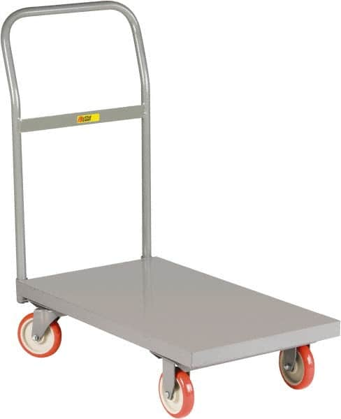 Little Giant - 1,200 Lb Capacity Steel Deck Platform Truck - Steel Deck, 24" OAW, 36" Platform Length, Polyurethane Casters - Makers Industrial Supply