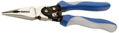 Crescent - 9" OAL, 1-13/16" Jaw Length, Long Nose Side Cutting Multipurpose Pliers - Serrated Jaw, Bi-Material Cushion Grip Handles, with Spring - Makers Industrial Supply