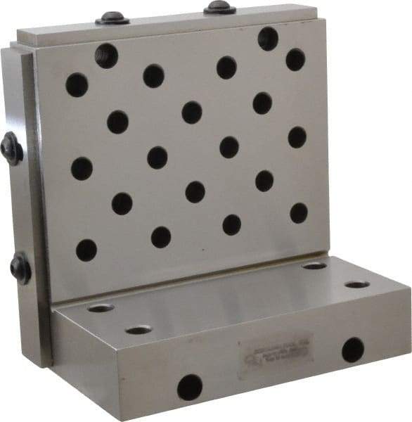 Suburban Tool - 6" Wide x 6" Deep x 4" High Steel Precision-Ground Angle Plate - Standard Plate, Machined Holes on Surface, Open End, 1-1/4" Thick, Single Plate - Makers Industrial Supply