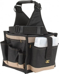 CLC - 25 Pocket Black & Khaki Polyester Tool Tote - 8" Wide x 8" Deep x 17" High - Makers Industrial Supply