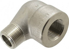 Merit Brass - 1" Grade 304/304L Stainless Steel Pipe 90° Street Elbow - FNPT x MNPT End Connections, 3,000 psi - Makers Industrial Supply