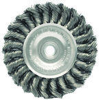 4" Diameter - 3/8-1/2" Arbor Hole - Knot Twist Steel Wire Straight Wheel - Makers Industrial Supply