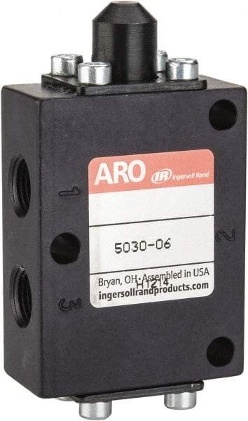 ARO/Ingersoll-Rand - 1/8" NPT Manual Mechanical Valve - 3-Way, 2 Position, Cam Stem/Spring & 0.4 CV Rate - Makers Industrial Supply