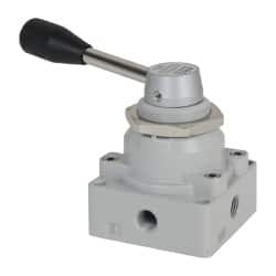 ARO/Ingersoll-Rand - 1/4" NPT Manual Mechanical Valve - 4-Way, 3 Position, Lever/Manual & 1.25 CV Rate - Makers Industrial Supply