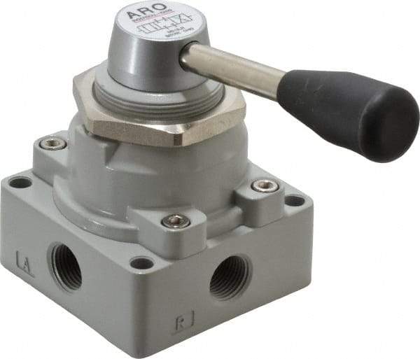 ARO/Ingersoll-Rand - 3/8" NPT Manual Mechanical Valve - 4-Way, 3 Position, Lever/Manual & 2 CV Rate - Makers Industrial Supply