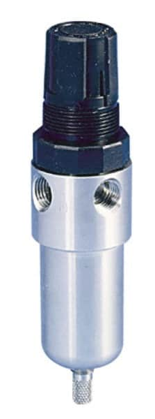 Parker - 1/4" NPT Port 1 Piece Filter/Regulator FRL Unit - Stainless Steel Bowl, 12 SCFM, 60 Max psi, 6.25" High, Manual Drain - Makers Industrial Supply