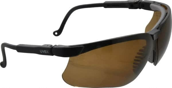 Uvex - Espresso Lenses, Framed Safety Glasses - Scratch Resistant, Black Polycarbonate Frame, Adjustable Temples, Size Universal, Wrap Around - Makers Industrial Supply