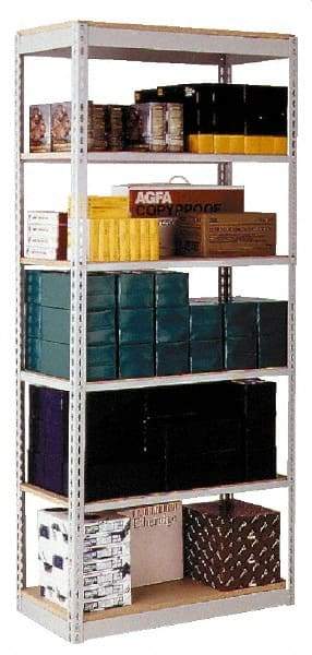 Hallowell - 6 Shelf Add-On Box Edge Open Steel Shelving - 450 Lb Capacity, 48" Wide x 87" High x 18" Deep, Gray - Makers Industrial Supply