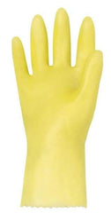 MAPA Professional - Size S (7), 10-1/2" Long, 10 mil Thick, PVC Chemical Resistant Gloves - Textured Finish, Gauntlet Pinked Cuff, Yellow - Makers Industrial Supply