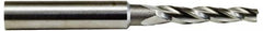 Made in USA - 10° Taper Angle per Side, 1/16" Small End Diam, 3/4" LOC, High Speed Steel 3 Flute Tapered Square End Mill - 2-7/8" OAL, 3/8" Shank Diam, Spiral Flute - Makers Industrial Supply