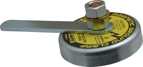 Mag-Mate - 800 Amps Grounding Capacity, 3-1/2" Diam, 2-1/4" High, 35 Lb Max Pull Force, Rare Earth Magnetic Welding & Fabrication Ground Clamp - 55 Lb Average Pull Force, Round Cup Magnet, Copper Stud, Compatible with Flat Surface - Makers Industrial Supply