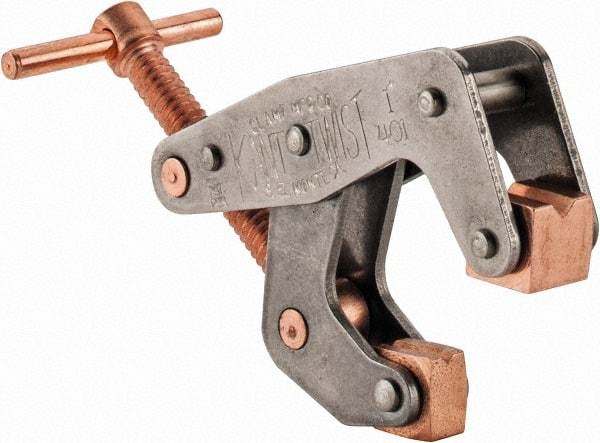 Kant Twist - 350 Lb, 1" Max Opening, 1/2" Open Throat Depth, 1/2" Closed Throat Depth, Cantilever Clamp - High Tensile Steel Jaw, T-Handle, 2-1/8" OAL, 1-3/4" Max Width - Makers Industrial Supply