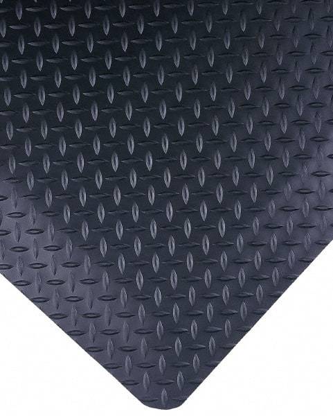 Wearwell - 30' Long x 3' Wide, Dry Environment, Anti-Fatigue Matting - Black, Vinyl with Nitrile Blend Base, Beveled on 4 Sides - Makers Industrial Supply