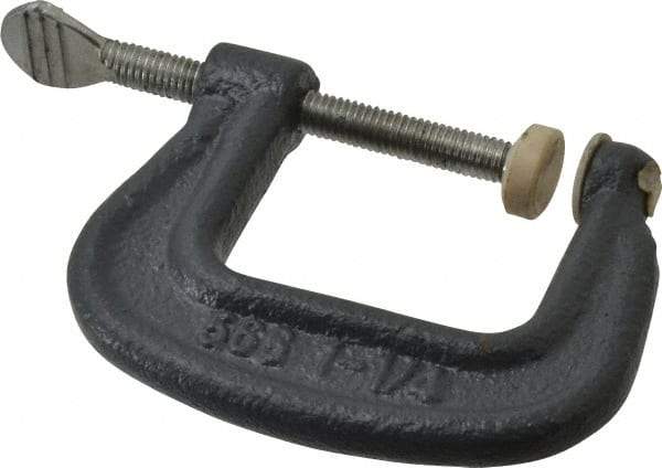 Hargrave - Light-Duty 1-1/4" Max Opening, 1-3/16" Throat Depth, Ductile Iron Standard C-Clamp - 550 Lb Capacity, 0" Min Opening, Standard Throat Depth, Steel Screw - Makers Industrial Supply