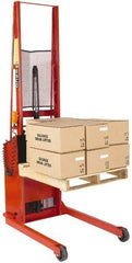 Wesco Industrial Products - 1,000 Lb Capacity, 76" Lift Height, Battery Powered Stacker - 3/4" Lowered Height, 15" Load Center, 25" Fork Length, 25" Overall Width - Makers Industrial Supply