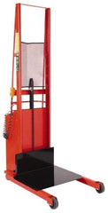 Wesco Industrial Products - 1,000 Lb Capacity, 80" Lift Height, Battery Powered Stacker - 5-3/4" Lowered Height, 15" Load Center, 24" Fork Length, 24" Overall Width - Makers Industrial Supply