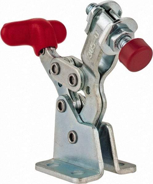 De-Sta-Co - 150 Lb Holding Capacity, Horizontal Handle, Manual Hold Down Toggle Clamp - 170° Handle Movement, 90° Bar Opening, U-Bar, Flanged Base, Electro-Plated Zinc, Carbon Steel - Makers Industrial Supply