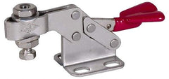 De-Sta-Co - 850 Lb Holding Capacity, Horizontal Handle, Manual Hold Down Toggle Clamp - 59° Handle Movement, 93° Bar Opening, U-Bar, Flanged Base, Electro-Plated Zinc, Stainless Steel - Makers Industrial Supply