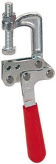 De-Sta-Co - 3558.58 N Load Capacity, 1.25" Throat Depth, 8.28" OAL, Stainless Steel, C Style Plier Clamp - 1.78" Max Jaw Capacity, 1/2-13 Spindle, 2.94" Open Throat Height, Red Handle, Spindle End - Makers Industrial Supply