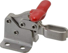 De-Sta-Co - 350 Lb Holding Capacity, Horizontal Handle, Manual Hold Down Toggle Clamp - 173° Handle Movement, 92° Bar Opening, U-Bar, Flanged Base, Electro-Plated Zinc, Stainless Steel - Makers Industrial Supply