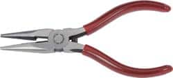 Proto - 5-9/16" OAL, 1-11/16" Jaw Length x 1/2" Jaw Width, Long Nose Side Cutting Chain Nose Pliers - Serrated Jaw, Needle Nose Head, Plastisol Handles, with Spring - Makers Industrial Supply