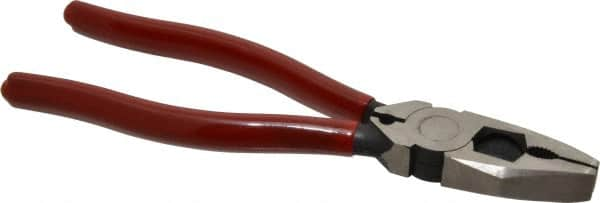 Proto - 8-3/8" OAL, 1-3/4" Jaw Length x 1-1/16" Jaw Width, Linesman's Pliers - Serrated Pipe Jaw, Flat Nose Head, Plastisol Handles - Makers Industrial Supply