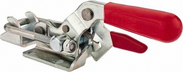 De-Sta-Co - 2,000 Lb Capacity, Horizontal, U Hook, Flanged Base, Carbon Steel Pull Action Latch Clamp - 2-1/2" Drawing Movement, 8.2" OAL, Threaded U Hook, Straight Handle - Makers Industrial Supply