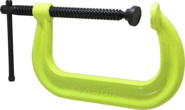 Wilton - Regular-Duty 6-1/16" Max Opening, 4-1/8" Throat Depth, Forged Steel Standard C-Clamp - 6,600 Lb Capacity, 0" Min Opening, Deep Throat, Alloy Steel Screw - Makers Industrial Supply