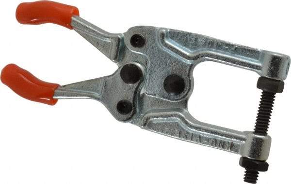 Lapeer - 181.44 Kg Load Capacity, 1-3/16" Throat Depth, 4-3/4" OAL, Carbon Steel, C Style Plier Clamp - 31/32" Max Jaw Capacity, 1/4-20 Spindle, 0.97" Open Throat Height, Orange Handle, Spindle End - Makers Industrial Supply