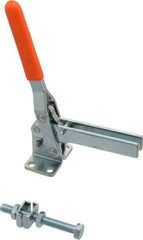 Lapeer - 200 Lb Holding Capacity, Vertical Handle, Manual Hold Down Toggle Clamp - 60° Handle Movement, 110° Bar Opening, U-Bar, Flanged Base, Carbon Steel - Makers Industrial Supply