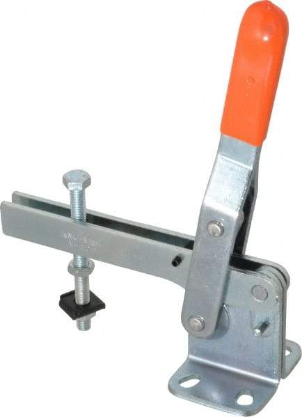 Lapeer - 400 Lb Holding Capacity, Vertical Handle, Manual Hold Down Toggle Clamp - 60° Handle Movement, 100° Bar Opening, U-Bar, Flanged Base, Carbon Steel - Makers Industrial Supply