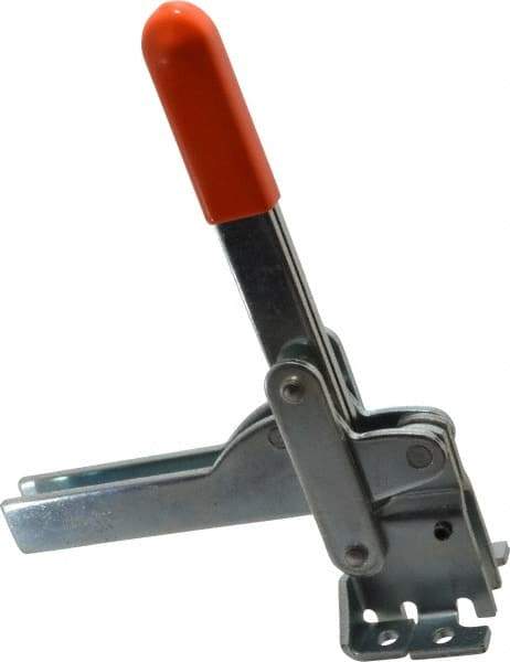 Lapeer - 800 Lb Holding Capacity, Vertical Handle, Manual Hold Down Toggle Clamp - 150° Handle Movement, 115° Bar Opening, U-Bar, Flanged Base, Carbon Steel - Makers Industrial Supply