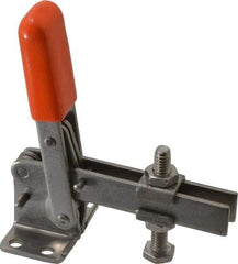 Lapeer - 100 Lb Holding Capacity, Vertical Handle, Manual Hold Down Toggle Clamp - 63° Handle Movement, 95° Bar Opening, U-Bar, Flanged Base, Stainless Steel - Makers Industrial Supply