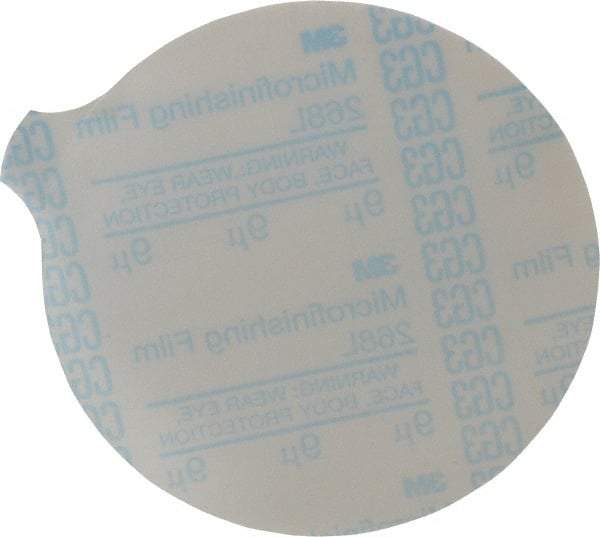 3M - 5" Diam, 9 Grit µ Aluminum Oxide Adhesive PSA Disc - Ultra Fine Grade, Light Blue, Polyester Backing, Flexible, Use with Random Orbital Sanders - Makers Industrial Supply