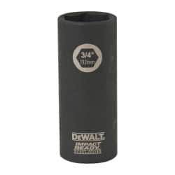 DeWALT - 3/8" Drive 3/4" Deep Impact Socket - 6 Points, 2-1/2" OAL - Makers Industrial Supply