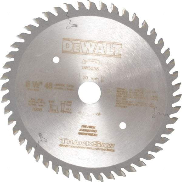 DeWALT - 6-1/2" Diam, 20mm Arbor Hole Diam, 48 Tooth Wet & Dry Cut Saw Blade - Carbide-Tipped, Crosscutting, Mitering, Ripping, Truing Action, Standard Round Arbor - Makers Industrial Supply