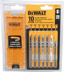 DeWALT - 10 Piece, 3" to 4" Long, 6 to 18 Teeth per Inch, Bi-Metal and High Carbon Steel Jig Saw Blade Set - U-Shank - Makers Industrial Supply