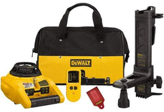 DeWALT - 100' (Interior) & 600' (Exterior) Measuring Range, 1/4" at 100' & 2mm at 10m Accuracy, Self-Leveling Rotary Laser with Detector - ±5° Self Leveling Range, 600 RPM, 2-D Battery Included - Makers Industrial Supply