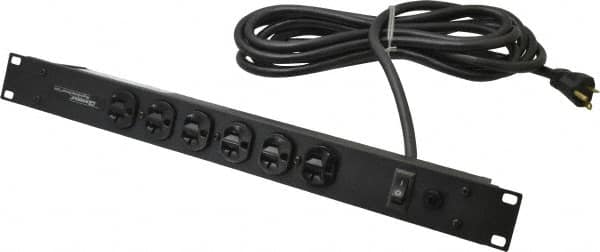 Wiremold - 6 Outlets, 120 Volts, 20 Amps, 15' Cord, Power Outlet Strip - Rack Mount, 6 Front NEMA Configuration, 19" Strip, cULus Recognized - Makers Industrial Supply