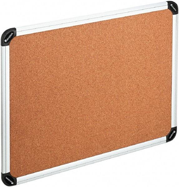 UNIVERSAL - 48" Wide x 36" High Open Cork Bulletin Board - Natural Cork, Silver Frame - Makers Industrial Supply