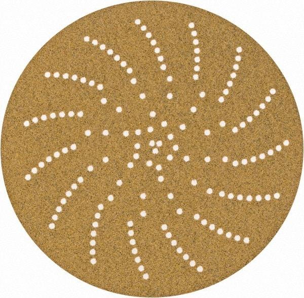 3M - 5" Diam, 100 Grit FEPA, Aluminum Oxide Adhesive PSA Disc - Medium Grade, Gold, Paper Backing, Flexible, Use with Random Orbital Sanders - Makers Industrial Supply