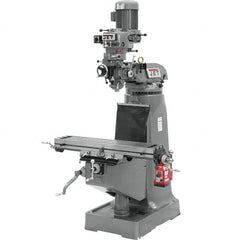 Jet - 9" Table Width x 42" Table Length, Variable Speed Pulley Control, 1 Phase Knee Milling Machine - R8 Spindle Taper, 2 hp - Makers Industrial Supply