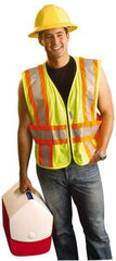 OccuNomix - Size 3X/4XL High Visibility Yellow Mesh Expandable Vest - 58 to 64" Chest, ANSI 107-2015, Zipper Closure, 3 Pockets, Polyester - Makers Industrial Supply