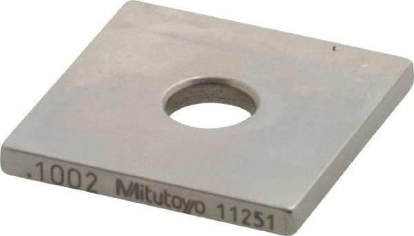 Mitutoyo - 0.1002" Square Steel Gage Block - Accuracy Grade 0, Includes Certificate of Inspection - Makers Industrial Supply