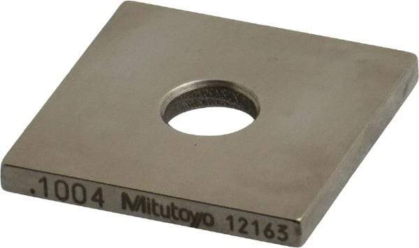 Mitutoyo - 0.1004" Square Steel Gage Block - Accuracy Grade 0, Includes Certificate of Inspection - Makers Industrial Supply